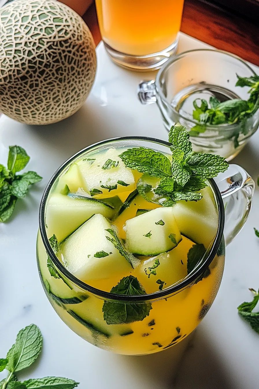 🍵 Ceai rece cu Pepene honeydew și mentă