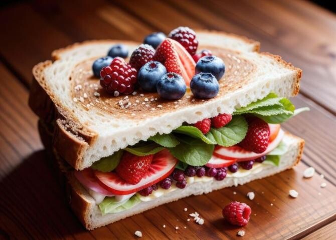 Sandviș cu brânză și mure