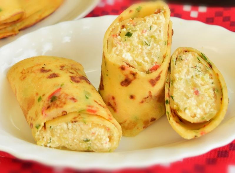 Clătite sărate cu piure de cartofi