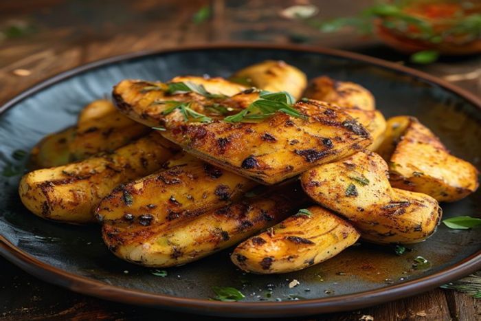 Manioc la gratar cu usturoi