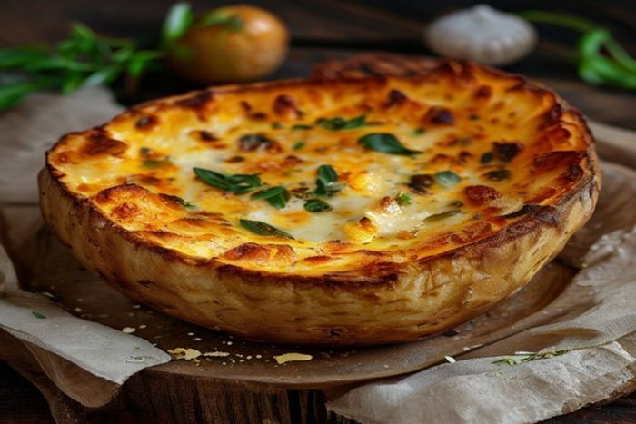 Manioc gratinata cu branza