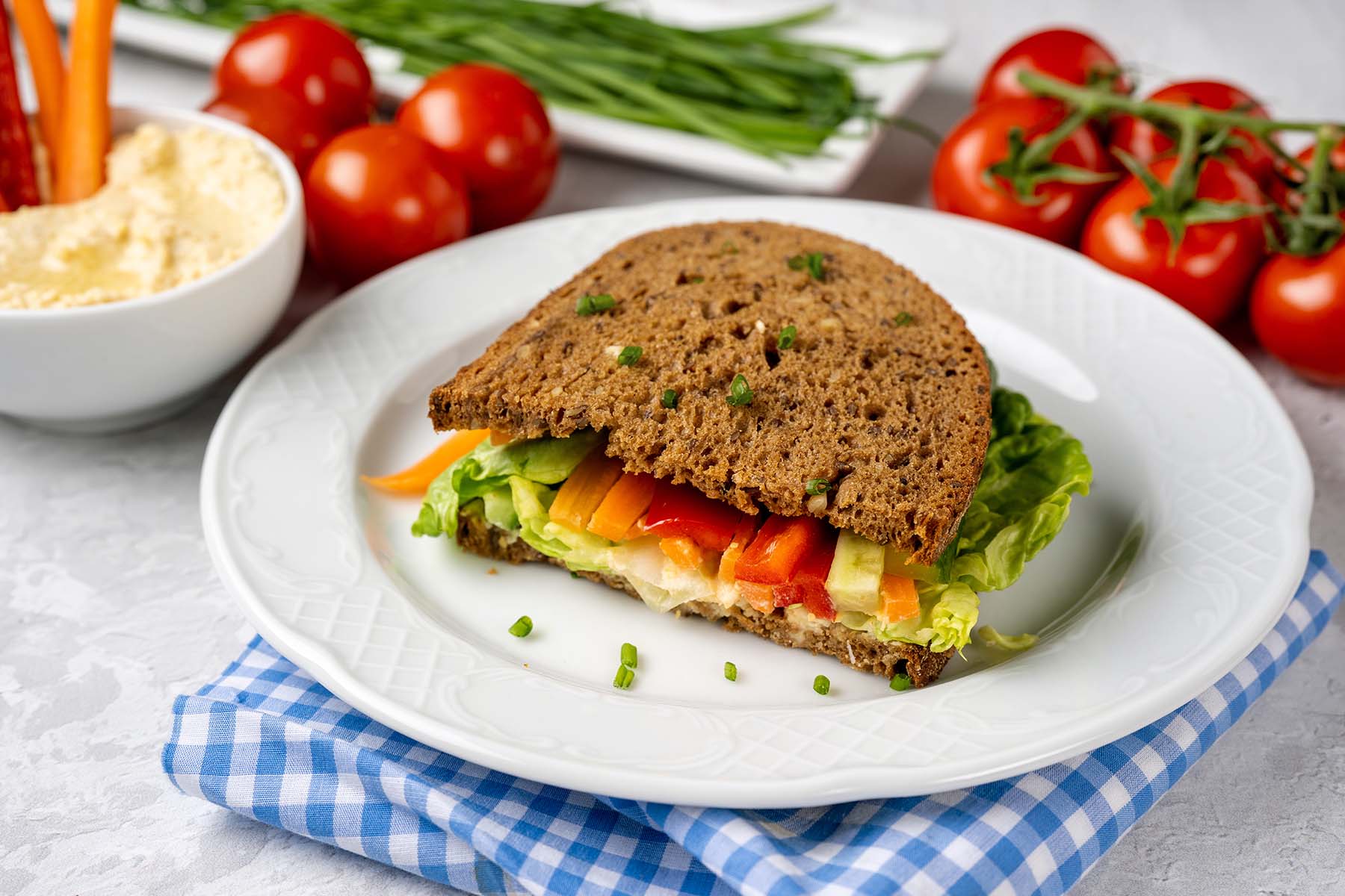 Carrot and Hummus Sandwich