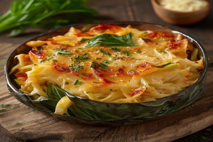 Varza chinezeasca gratinata cu branza