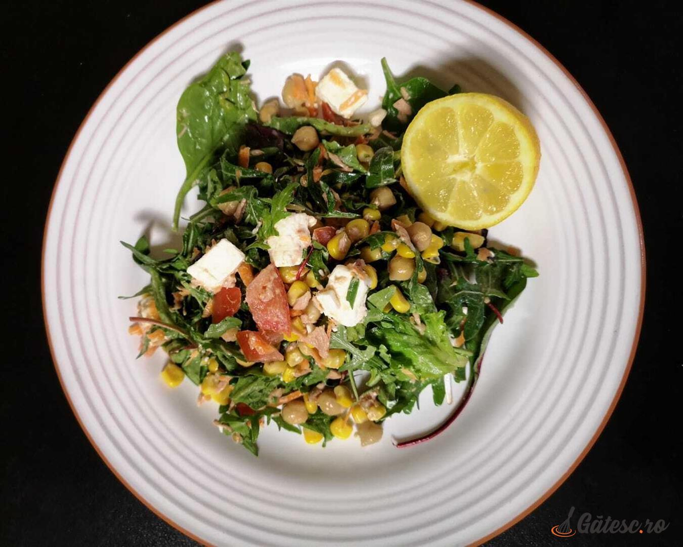 Arugula Salad with Chickpeas and Feta Cheese