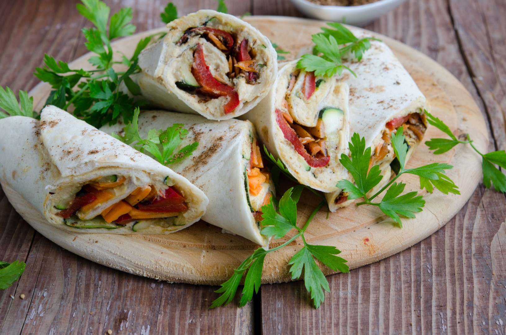 Hummus and Arugula Wrap