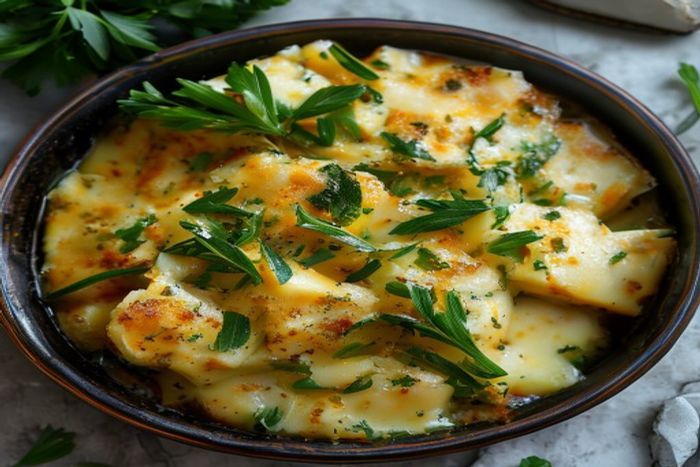 Ceapa verde gratinata cu branza