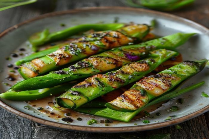 Mazare sugar snap la gratar cu usturoi