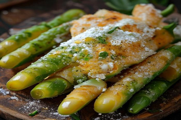 Mazare sugar snap gratinata cu branza